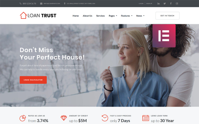 Reszponzív Loan Trust - Mortgage Company Elementor WordPress sablon 68706