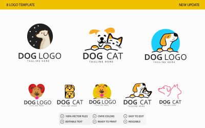 Chien et chat animal - 8 modèle de logo