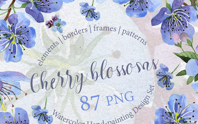 Třešňové květy - PNG akvarel - ilustrace