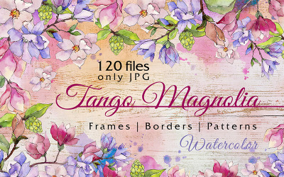 Jango Magnolia JPG Acuarela Set - Ilustración