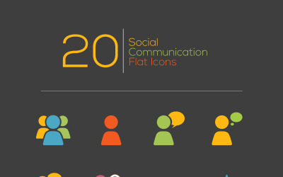 Набор плоских иконок социальных коммуникаций