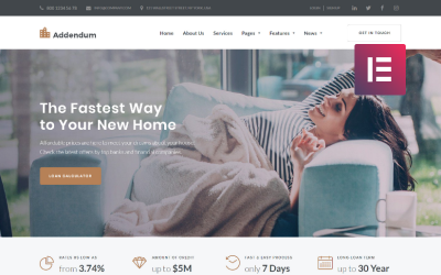 Responsywny motyw WordPress Addendum - Mortgage Company Elementor #68843