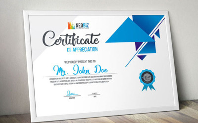 Szablon certyfikatu NeoBiz - Modern Certificate #68873