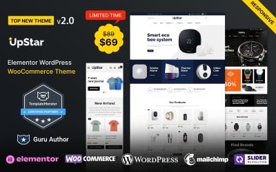 UpStar - багатофункціональний магазин Elementor тема WooCommerce