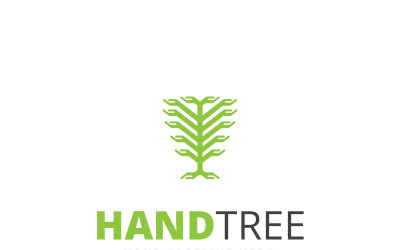 Modelo de logotipo de árvore de mão