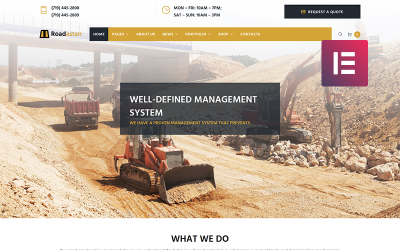 "Roadastan - Road Construction Elementor" - адаптивний WordPress шаблон №68939