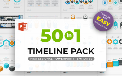 Timeline Pack 50 в шаблоне PowerPoint 1
