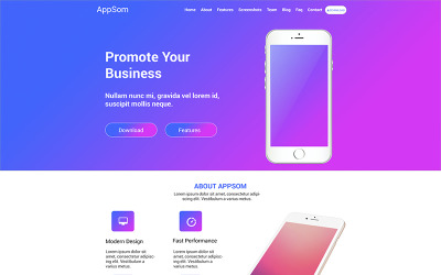 PSD šablona "Appsom - App Landing PSD Template" #69033