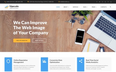 Upscale - Modello di sito web multipagina per agenzia di marketing moderna
