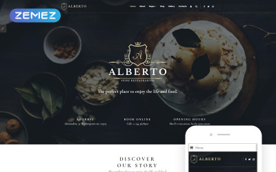 Joomla Vorlage namens "Alberto - Restaurant Responsive Classy" #69291