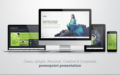 Modelo de PowerPoint limpo, simples, mínimo, criativo e corporativo