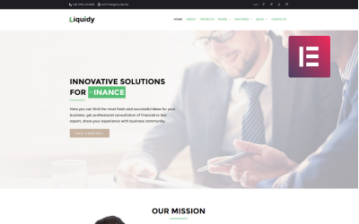 Liquidy - befektetési társaság WordPress Elementor téma