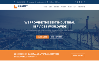 Průmysl - továrna, stavebnictví a průmyslová šablona PSD