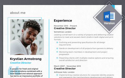 Lebenslauf-Vorlage namens "Krystian Armstrong - Creative Director" #69454