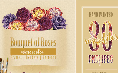 Bouquet De Rosas - Aquarela PNG - Ilustração