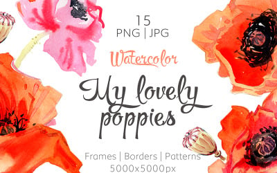 My Lovely Poppies - PNG Acquerello - Illustrazione