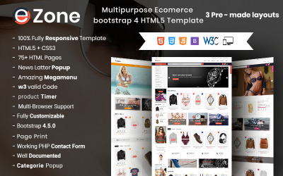 Reszponzív Ezone- Responsive Multipurpose E-Commerce Weboldal sablon 69595