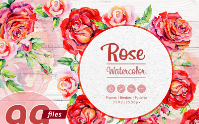 Rosas Rojas Elegantes - Acuarela PNG - Ilustración