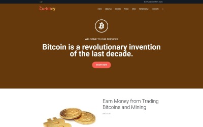 Curbitcy - Přistání bitcoinu WordPress Elementor Theme