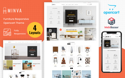 Minva - OpenCart шаблон универсального мебельного магазина