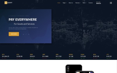 Responsywny szablon strony www Crypt - Cryptocurrency Multipage HTML5 Website Template #69613