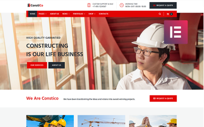 Modello WordPress Responsive #69734 "Constico - Construction Elementor"