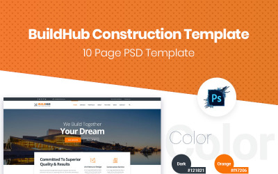 BuildHub Construction, Renovation, Interior Design Company PSD Template