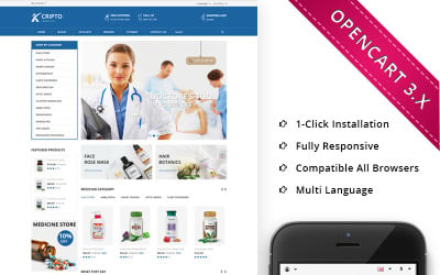 Cripto Medical Store - modelo OpenCart responsivo