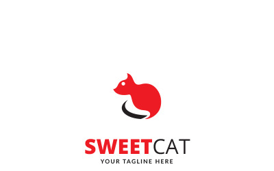 Modèle de logo de chat doux