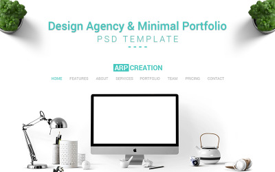 ARP Creation – Tervezési Ügynökség és Minimális Portfólió PSD-sablon