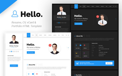 Bootstrap Hello Resume - CV, vCard & Portfolio HTML Website Template Weboldal sablon 70035