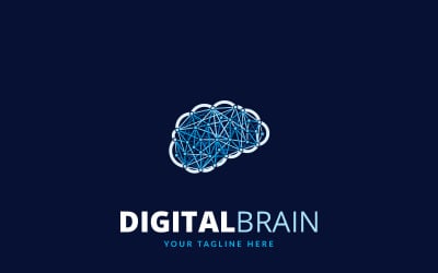 Modèle de logo de cerveau numérique