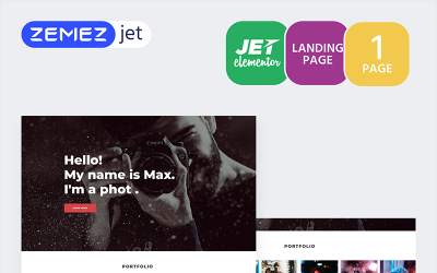 "Shootex - Photographer Jet" modèle Elementor #70167
