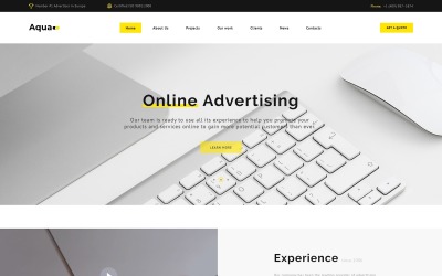 Reszponzív Aqua - Advertising HTML5 Nyítóoldal sablon 70294