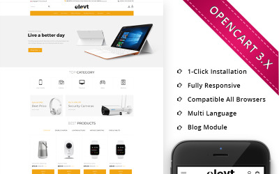 "Elevt Electronic Store - Responsive" - адаптивний OpenCart шаблон №70405