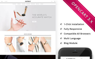 JustBuy Watch Store-响应式OpenCart模板