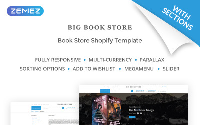 Responsivt Big Book Store - Shopify Theme Shopify-tema #70592