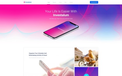 Responsywny motyw WordPress Investalum - Corporate App WordPress Elementor Theme #70519