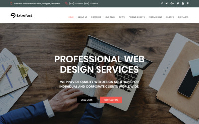 "ExtraFast - Web Design Studio HTML5" - адаптивний Шаблон цільової сторінки №70657