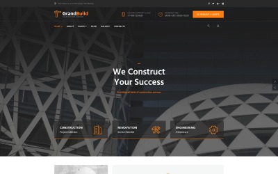 GrandBuild - Modèle Joomla professionnel plat pour entreprise de construction