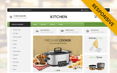 Mutfak Aletleri Mağazası OpenCart Duyarlı Şablonu