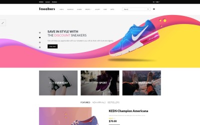 Responsywny szablon OpenCart Sneakers Store #70640