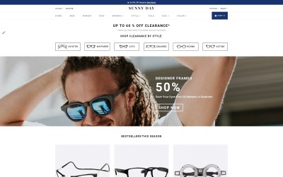 Reszponzív Sunny Day - Classy Eyeglasses Online Store OpenCart sablon 70709