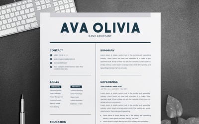 Ava Oliva Bank &amp; Finance Resume Template