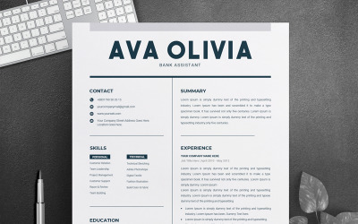 Ava Oliva Bank &amp;amp; Finance önéletrajz sablon