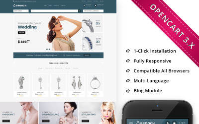 "Brooch Jewellery - Responsive" - адаптивний OpenCart шаблон №70972