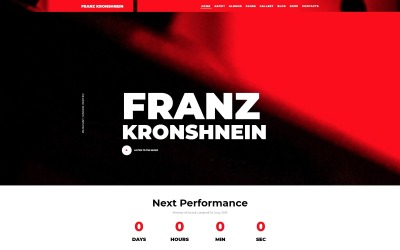 Tema Joomla Responsive #70965 "Franz Kronshnein - Musician"