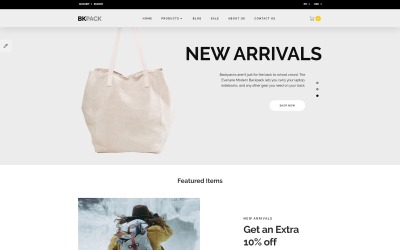 BKPack - Modèle OpenCart de boutique en ligne de sacs réactifs
