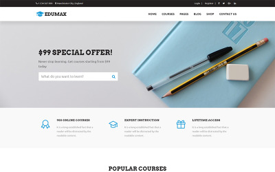 "Edumax - Education Univeristy & Online Courses." - адаптивний WordPress шаблон №71032