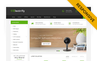 Responsywny szablon OpenCart Electrify Digital Store #71018